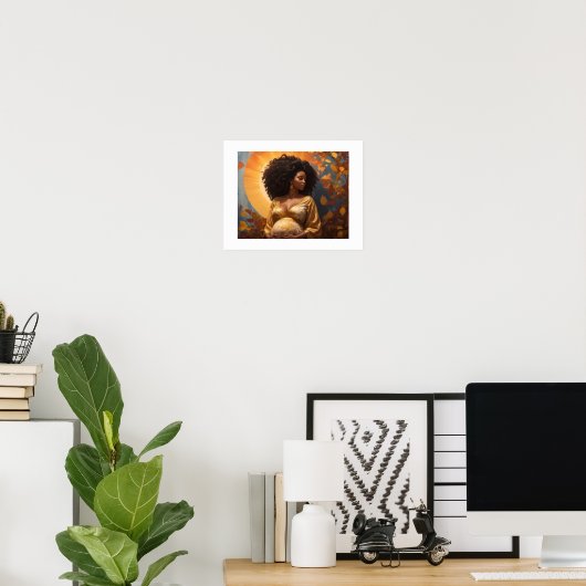 Afro Vrouw Zwangerschap Moederschap Kinderkamer Ku Poster (Thuiskantoor)