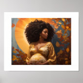 Afro Vrouw Zwangerschap Moederschap Kinderkamer Ku Poster (Voorkant)