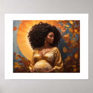 Afro Vrouw Zwangerschap Moederschap Kinderkamer Ku Poster
