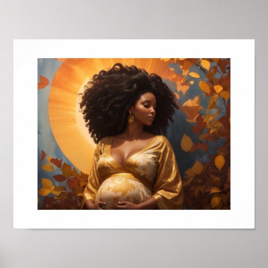 Afro Vrouw Zwangerschap Moederschap Kwekerij Kunst Poster (Voorkant)