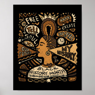 Afro Vrouw Zwart Geschiedenis Maand Mannen Vrouwen Poster
