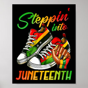 Afro-vrouw zwarte meisjes Sneakers stapt in juni Poster