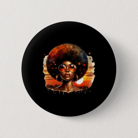 Afro Vrouwen Black Pride Afro-Amerikaanse Melanine Ronde Button 5,7 Cm (Voorkant)