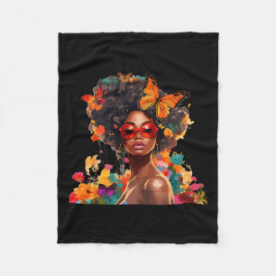 Afro Vrouwen Bloemen Vlinder Latina Afrikaans Amer Fleece Deken