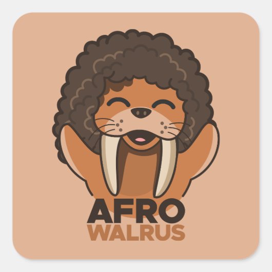 Afro Walrus Vierkante Sticker (Voorkant)