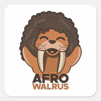 Afro Walrus Vierkante Sticker