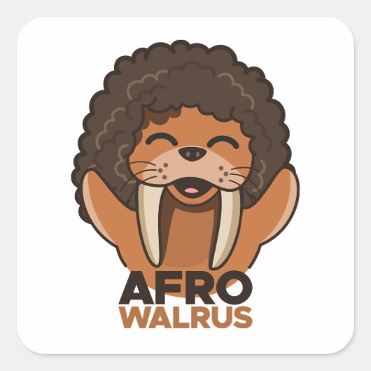 Afro Walrus Vierkante Sticker (Voorkant)