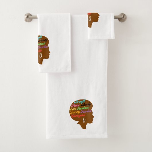 Afro Woman Bath Towel Set Bad Handdoek (Insitu)