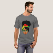 Afro Woman Headscarf Nubian Melanin Popping Black T-shirt (Voorkant volledig)
