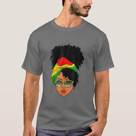Afro Woman Headscarf Nubian Melanin Popping Black T-shirt (Voorkant)