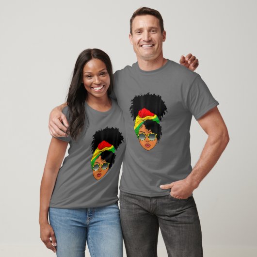 Afro Woman Headscarf Nubian Melanin Popping Black T-shirt (Unisex)