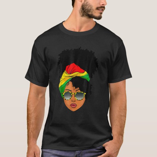 Afro Woman Headscarf Nubian Melanin Popping Black T-shirt (Voorkant)