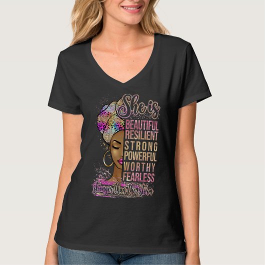Afro Woman Sterk dan Storm Melanin African Ameri T-shirt (Voorkant)