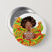Afro Woman | Zwarte geschiedenismaand Ronde Button 7,6 Cm (Voorkant /achterkant)