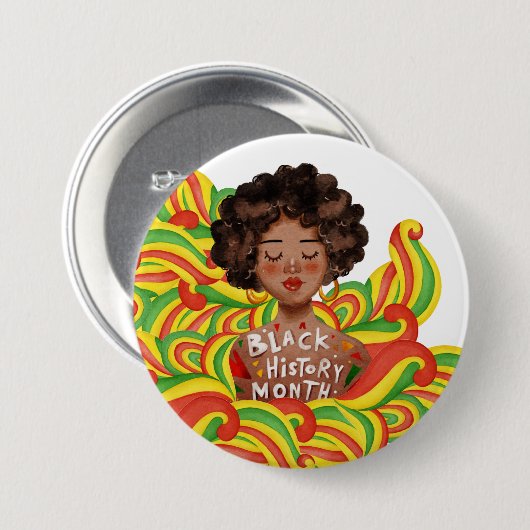 Afro Woman | Zwarte geschiedenismaand Ronde Button 7,6 Cm (Voorkant /achterkant)