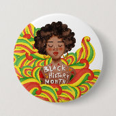 Afro Woman | Zwarte geschiedenismaand Ronde Button 7,6 Cm (Voorkant)