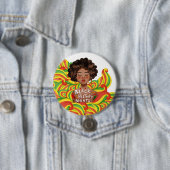 Afro Woman | Zwarte geschiedenismaand Ronde Button 7,6 Cm (In situ)