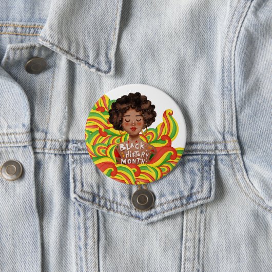 Afro Woman | Zwarte geschiedenismaand Ronde Button 7,6 Cm (In situ)