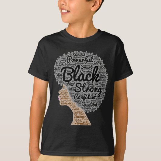 Afro Word Art Black History maand T-shirt (Voorkant)