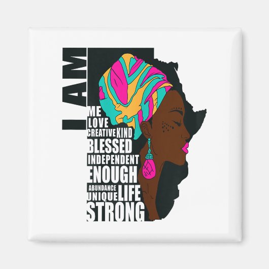 Afro You Are Enough I Am Insrational Sayings Motiv Magneet (Voorkant)