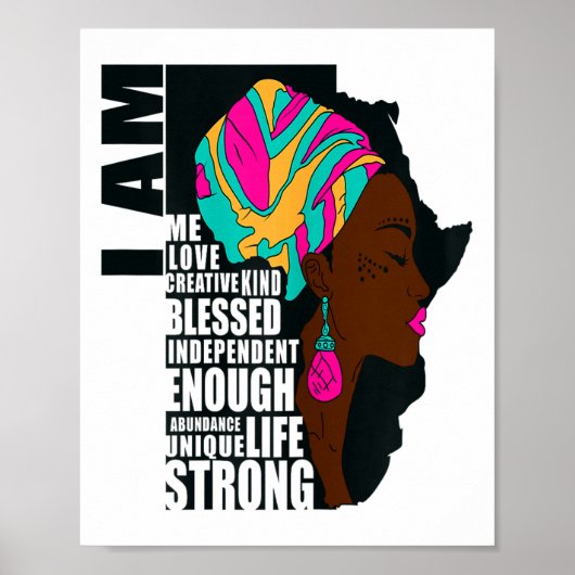 Afro You Are Enough I Am Insrational Sayings Motiv Poster (Voorkant)