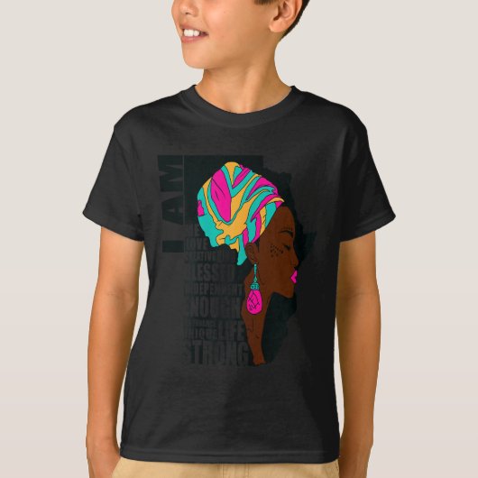 Afro You Are Enough I Am Insrational Sayings Motiv T-shirt (Voorkant)