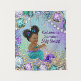 Afro Zeemeermin Baby Shower Banner Wandkleed