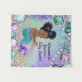 Afro Zeemeermin Baby Shower Banner Wandkleed (Voorkant (horizontaal))