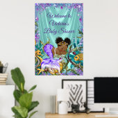 Afro Zeemeermin Baby Shower Ontvangstbord Poster (Thuiskantoor)