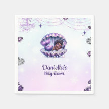 Afro Zeemeermin Baby shower servetten