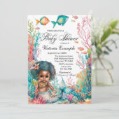 Afro Zeemeermin Babyshower Kaart (Staand voorkant)