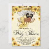 Afro Zeemeermin Zonnebloem Baby shower Uitnodiging (Voorkant)