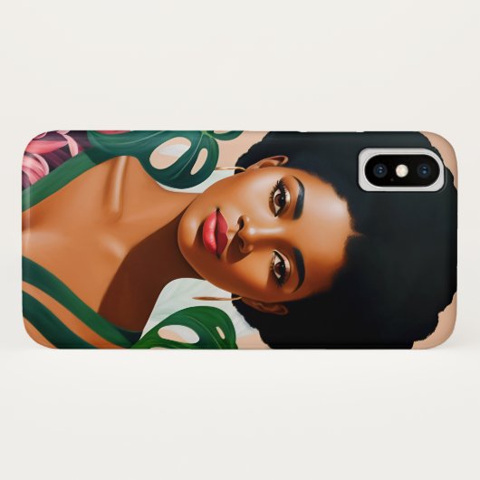 Afro Zwart Vrouw Monstera Deliciosa Botanisch Case-Mate iPhone Case (Achterkant (horizontaal))