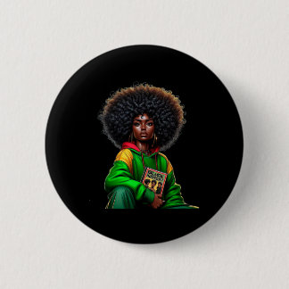 Afro Zwarte Koningin Afrika Kleur - Zwart Geschied Ronde Button 5,7 Cm