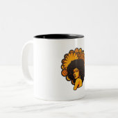 Afro zwarte vrouw retro stijl tweekleurige koffiemok (Voorkant links)