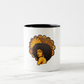 Afro zwarte vrouw retro stijl tweekleurige koffiemok (Center)