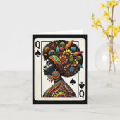 Afro Zwarte Vrouwen Koningin Schoppen Afrikaanse R Kaart (Gele Bloem)