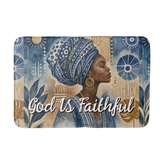 Afroboheemse Adire Stof Esthetiek, Waterverf Badmat (Voorkant)