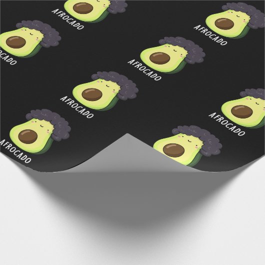 Afrocado Funny Avocado met Afro Pun Dark BG Cadeaupapier (Hoek)