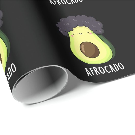 Afrocado Funny Avocado met Afro Pun Dark BG Cadeaupapier (Rol Hoek)