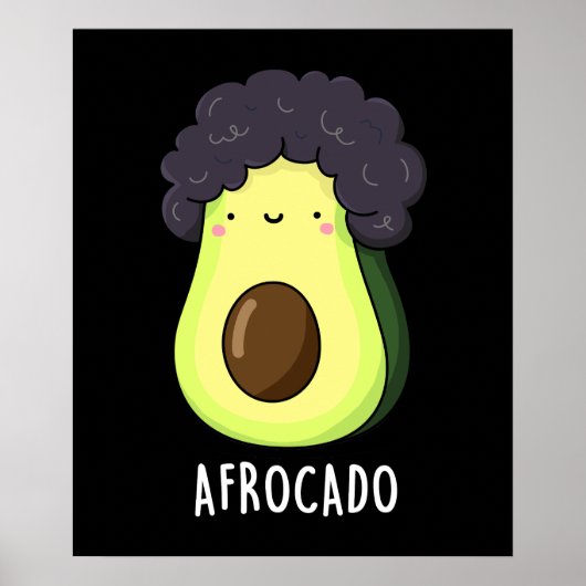 Afrocado Funny Avocado met Afro Pun Dark BG Poster (Voorkant)
