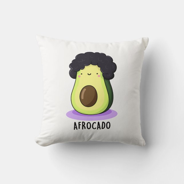 Afrocado Funny Avocado met Afro Pun Kussen (Voorkant)