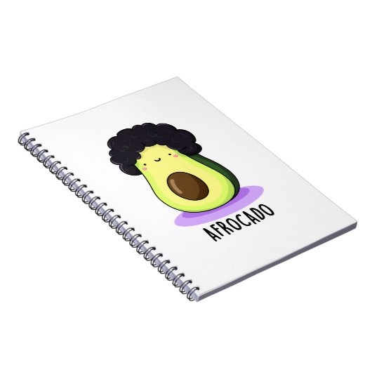 Afrocado Funny Avocado met Afro Pun Notitieboek (Rechterzijde)