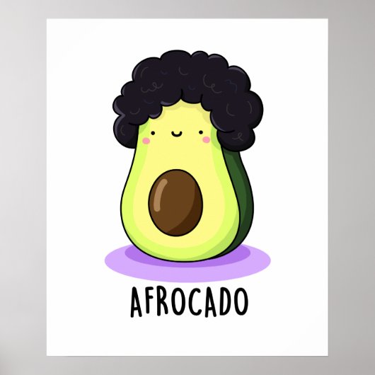 Afrocado Funny Avocado met Afro Pun Poster (Voorkant)