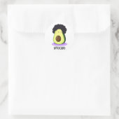 Afrocado Funny Avocado met Afro Pun Ronde Sticker (Tas)