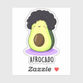 Afrocado Funny Avocado met Afro Pun Sticker (Vel)