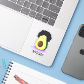 Afrocado Funny Avocado met Afro Pun Sticker (Laptop met iPhone)