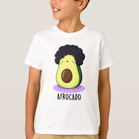 Afrocado Funny Avocado met Afro Pun T-shirt (Voorkant)