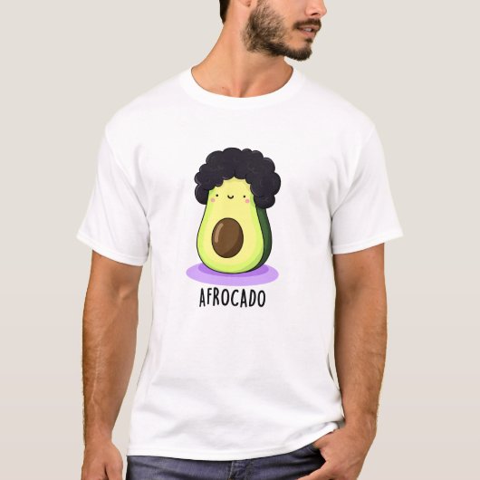 Afrocado Funny Avocado met Afro Pun T-shirt (Voorkant)