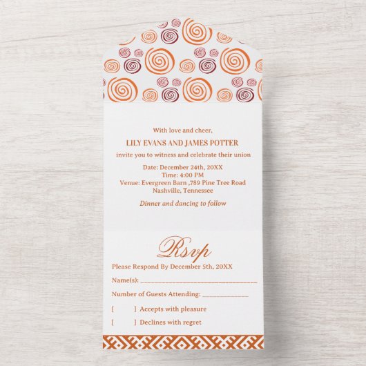 Afrocentric Abstract Pattern African Print Wedding All In One Uitnodiging (Binnen)
